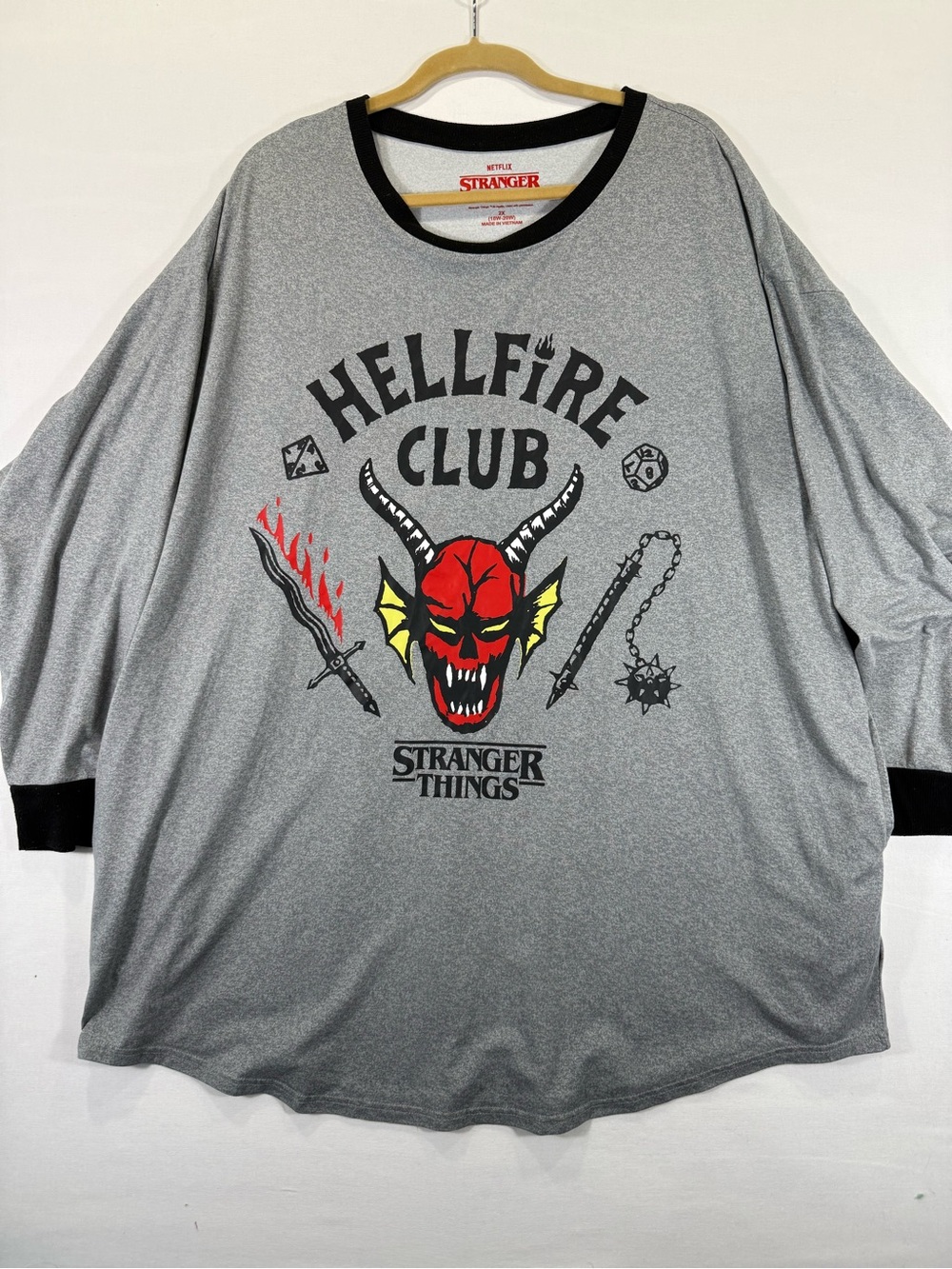 Netflix Stranger Things Red on Gray Logo Tee With Pockets